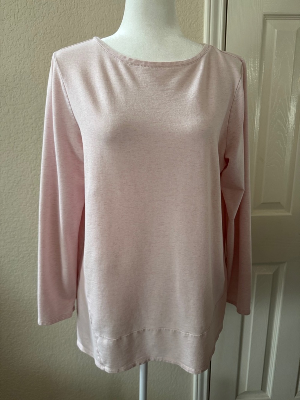 Pure Jill Pink Long Sleeve Top Size L Relaxed Fit Tunic Casual Minimalist
